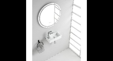 Wiesbaden Rhea S - Mini Fontein - Links - 36.5x18x9cm - Keramiek - Glans Wit