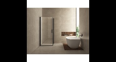 Wiesbaden Salone Douchecabine met 2 Draaideuren - 900x900x2000x8mm - NANO - Helder Glas - Mat Zwart