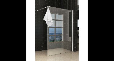 Wiesbaden Sita Inloopdouche met Handdoekhouder - 140x200cm - 8mm Veiligheidsglas - Helder Glas - Chroom - Nano Coating Antikalk