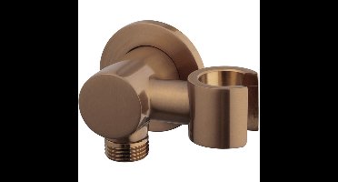 Wiesbaden Wandaansluitbocht met Kantelbare Handdouchehouder - Rond - 1/2 Inch - Geborsteld Brons Koper