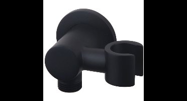 Wiesbaden Wandaansluitbocht met Kantelbare Handdouchehouder - Rond - 1/2 Inch - Mat Zwart