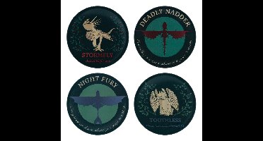 How to Train Your Dragon Coaster 4-Pack Dragon Printed Metal