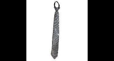 Carnaval verkleed stropdas met glitter pailletten - zilver - polyester - heren/dames