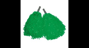 Cheerballs - set 2x - groen - pompoms - franjes en handgreep - 25 cm