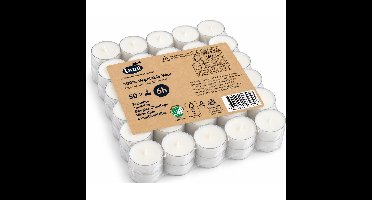 Duni Plantaardige theelichtjes - 50x - wit - waxinelichtjes - 6 branduren