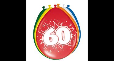 Folat Verjaardag leeftijd ballonnen - 60 jaar - 8x stuks - mix kleuren - feestartikelen/versiering