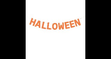 Halloween feestslinger/spandoek - 2,5 meter - oranje - van papier