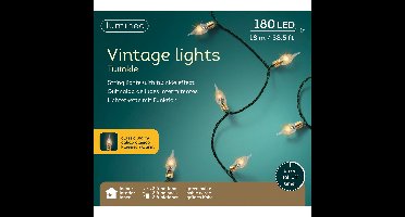 Lumineo Vintage kerstverlichting - 180 led lampjes - klassiek warm wit - 18 m?- 8-functies