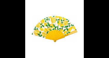 Spaanse hand waaier - Citroenen print - 23 cm - kunststof - Fruit thema