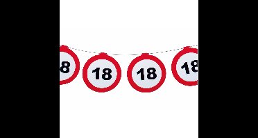 Verjaardag feestslinger 18 jaar - papier - verkeersborden - 120 x 21 cm