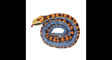 Knuffeldier Slang - zachte pluche stof - blauw/oranje - premium kwaliteit knuffels - 200 cm