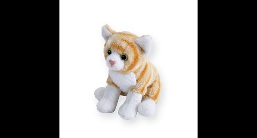 Wild Republic Pluche knuffel - kat/poes - oranje/wit - 13 cm - Knuffelbeesten - Katten/poezen