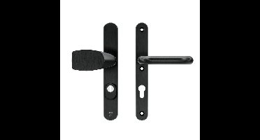 AXA AXA Oval Plus veiligheidsbeslag voordeur smalschild Wing knop/U-kruk PC72 met kerntrekbeveiliging SKG3 - aluminium/zwart