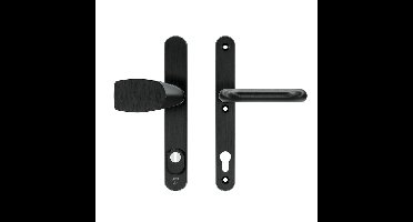 AXA AXA Oval Plus veiligheidsbeslag voordeur smalschild Wing knop/U-kruk PC92 met kerntrekbeveiliging SKG3 - aluminium/zwart