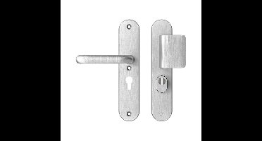 AXA AXA Oval Plus veiligheidsbeslag voordeur D-knop/U kruk PC55 met kerntrekbeveiliging SKG3 - aluminium