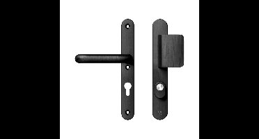 AXA AXA Oval Plus veiligheidsbeslag voordeur smalschild D-knop/U kruk PC72 met kerntrekbeveiliging SKG3 - aluminium/zwart