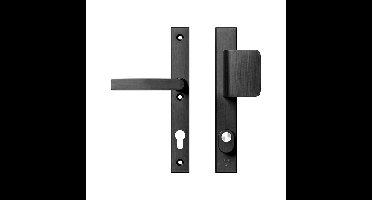 AXA AXA Edge Plus veiligheidsbeslag voordeur rechth. smalschild D-knop/Blok-kruk PC92 met kerntrekbeveiliging SKG3 - aluminium/zwart