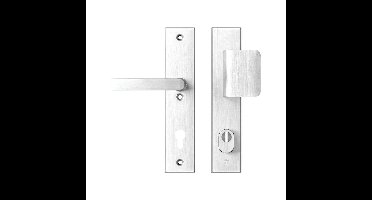 AXA AXA Edge Plus veiligheidsbeslag voordeur rechthoekig schild D-knop/Blok-kruk PC92 met kerntrekbeveiliging SKG3 - aluminium