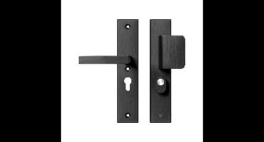 AXA AXA Edge Plus veiligheidsbeslag voordeur rechthoekig schild D-knop/Blok-kruk PC55 met kerntrekbeveiliging SKG3 - aluminium/zwart