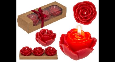 Rode Rozen Kaarsen (Set Van 3)