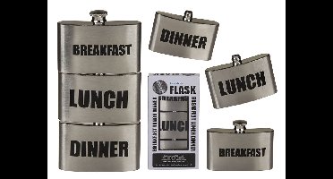 Breakfast, Lunch, Dinner Metalen Heupfles