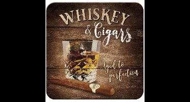 Whisky&Cigars - Metalen Onderzetter