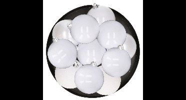12x Witte kerstballen 8 cm kunststof mat/glans/glitter