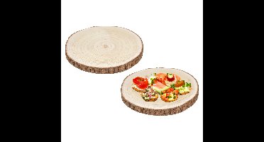 2x 5five voedsel/hapjes serveer plank- boomschijf - met schors - 28 cm