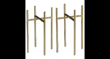 2x mica decorations - bloempot plantenstandaard- goud - h25 x b14 cm