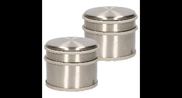 2x stuks deurstopper van 1.1 kilo staal met grijs kunststof rand 9 x 7 cm