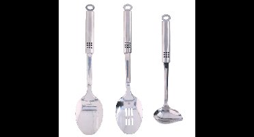 3-Delige keukengerei set opscheplepel, schuimspaan en saus/juslepel 29 en 34 cm van RVS