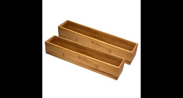 5Five Bestekbak/keuken organizer 1 vaks - 4x - bamboe - 38 x 8 x 7 cm
