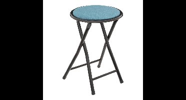 5Five Bijzet krukje/stoel - Opvouwbaar - blauw fluweel - 29 x 45 cm