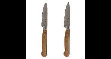 5Five Elegancia - keuken/fruit schil mes - 2x - acacia hout - 20 cm