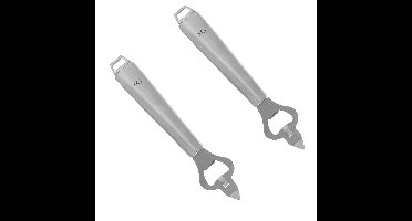 5Five Flessen opener - 2x - zilver - 20 cm - van RVS - Keukengerei
