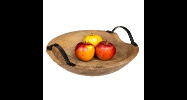 5Five Fruitschaal - mango hout - D30 x H10 cm - met hengsels