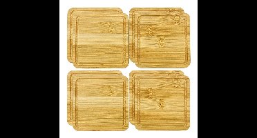 5Five Onderzetters voor glazen - 8x stuks - vierkant - bamboe - 10 cm