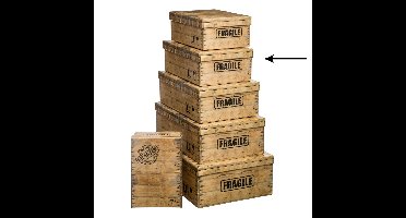 5Five Opbergdoos/box - houtkleur - L36 x B24 x H12 cm - karton