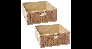 5Five Opbergmand/kastmand - 4x - 13L - beige - linnen/bamboe - 31x15cm