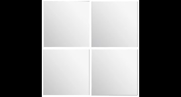 5Five Plak spiegels tegels - 4x stuks - zelfklevend - 30 x 30 cm