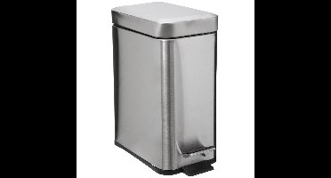 5Five Prullenbak/pedaalemmer zilver rvs metaal - 5 liter - 14x29x30 cm