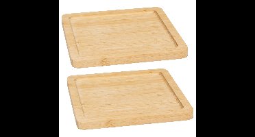 5Five Serveerplankje hapjes/fingerfood - 2x - 20 x 20 cm - bamboe
