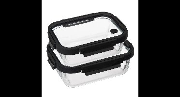 5Five Vershoudbakjes met deksel - glas - 2x - 900-1300 ml