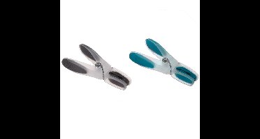 5Five wasknijpers - 24x stuks - grijs en blauw - 8 cm - kunststof