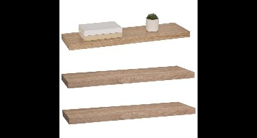 5five Zwevende wandplank Bassline - 3x - bruin eiken - 80 cm - hout