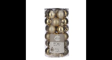 60x Kleine kunststof kerstballen goud 3 cm