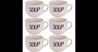 6x Creme soepkommen van aardewerk 11 cm 510 ml