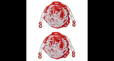 Afzetketting met haken - rood/wit - 10 meter - kunststof - markeerketting - afzetting