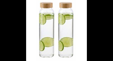 Alpina Glazen waterfles / drinkfles - 2x - transparant - 1000ml