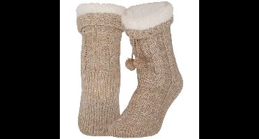 Apollo Fleece huissokken/slofsokken - dames - beige - warme voering